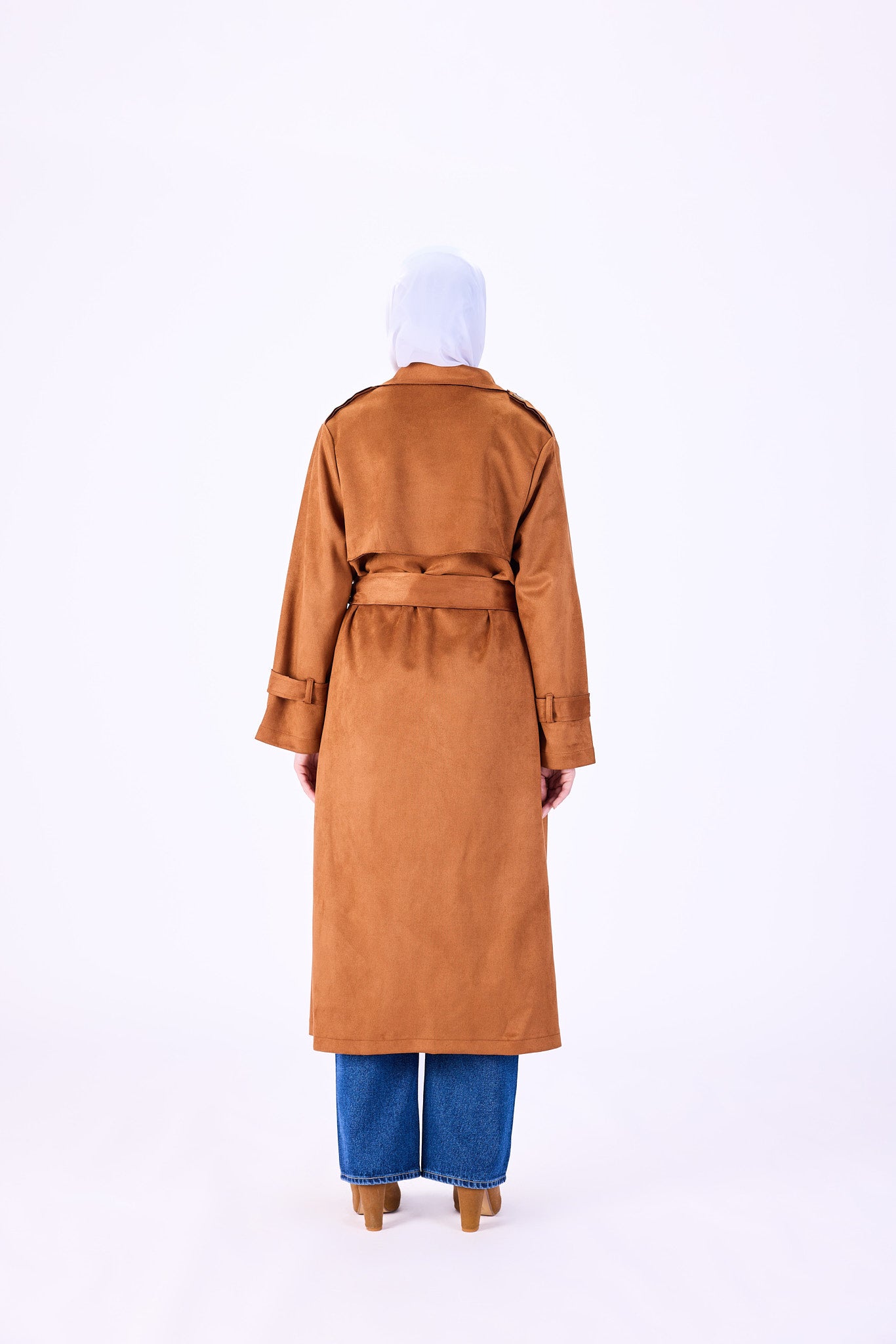 Suede trench coat
