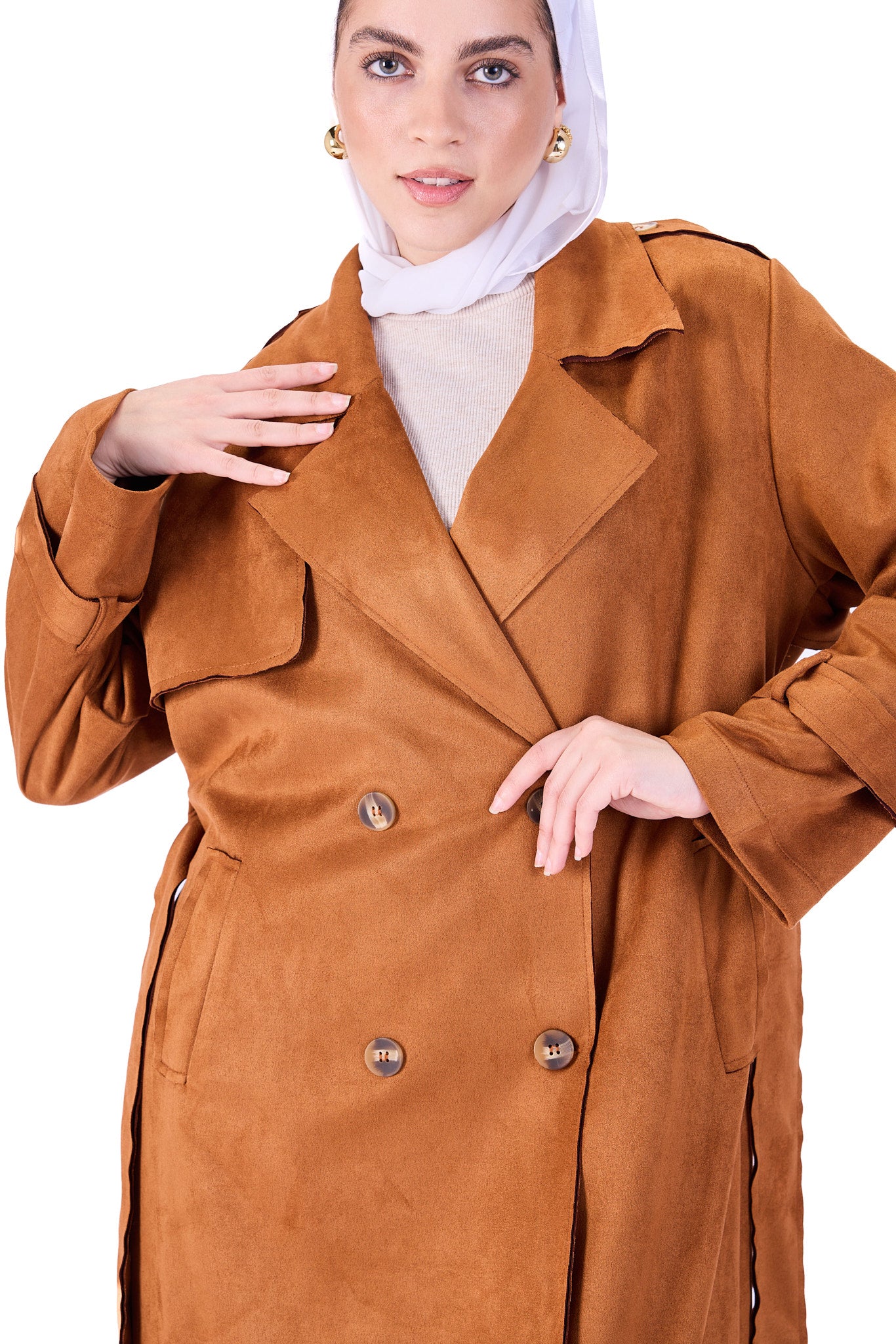 Suede trench coat