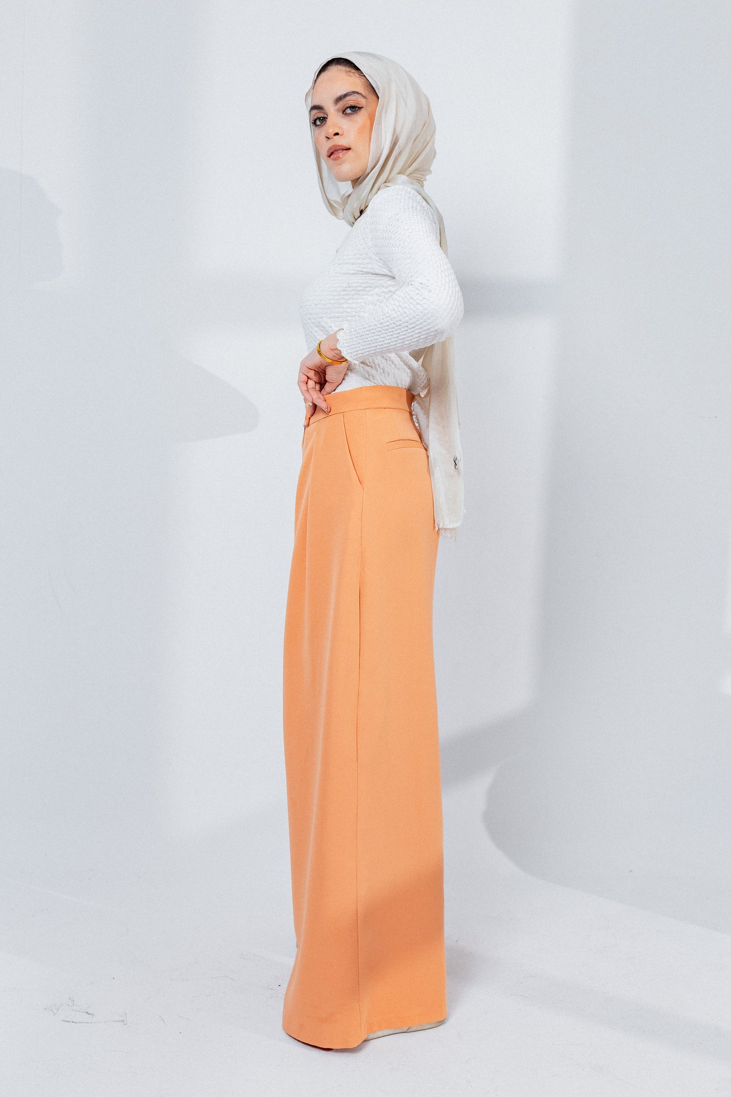 Peach fuzz tailored pants