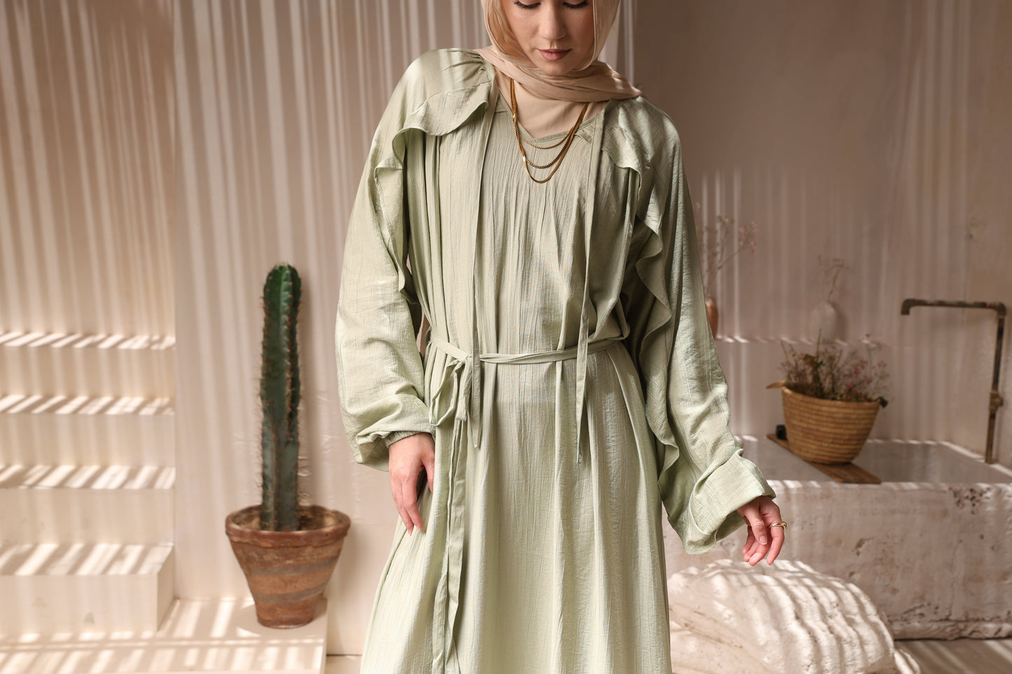 Mint Linen Drees