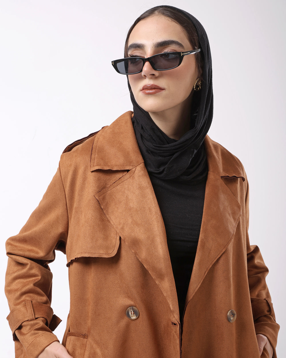Suede trench coat