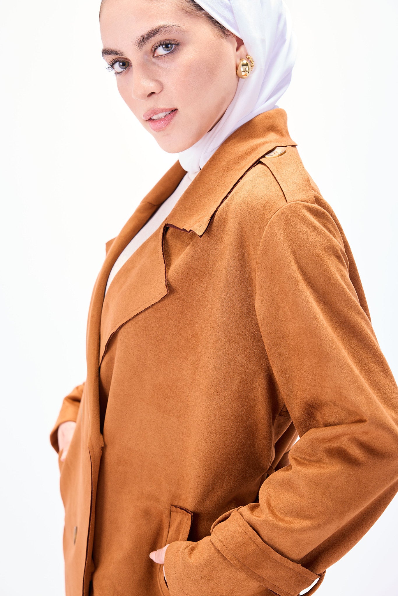 Suede trench coat
