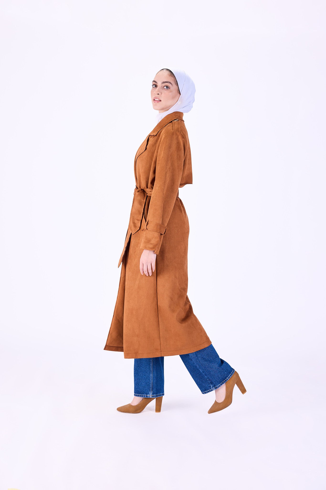 Suede trench coat