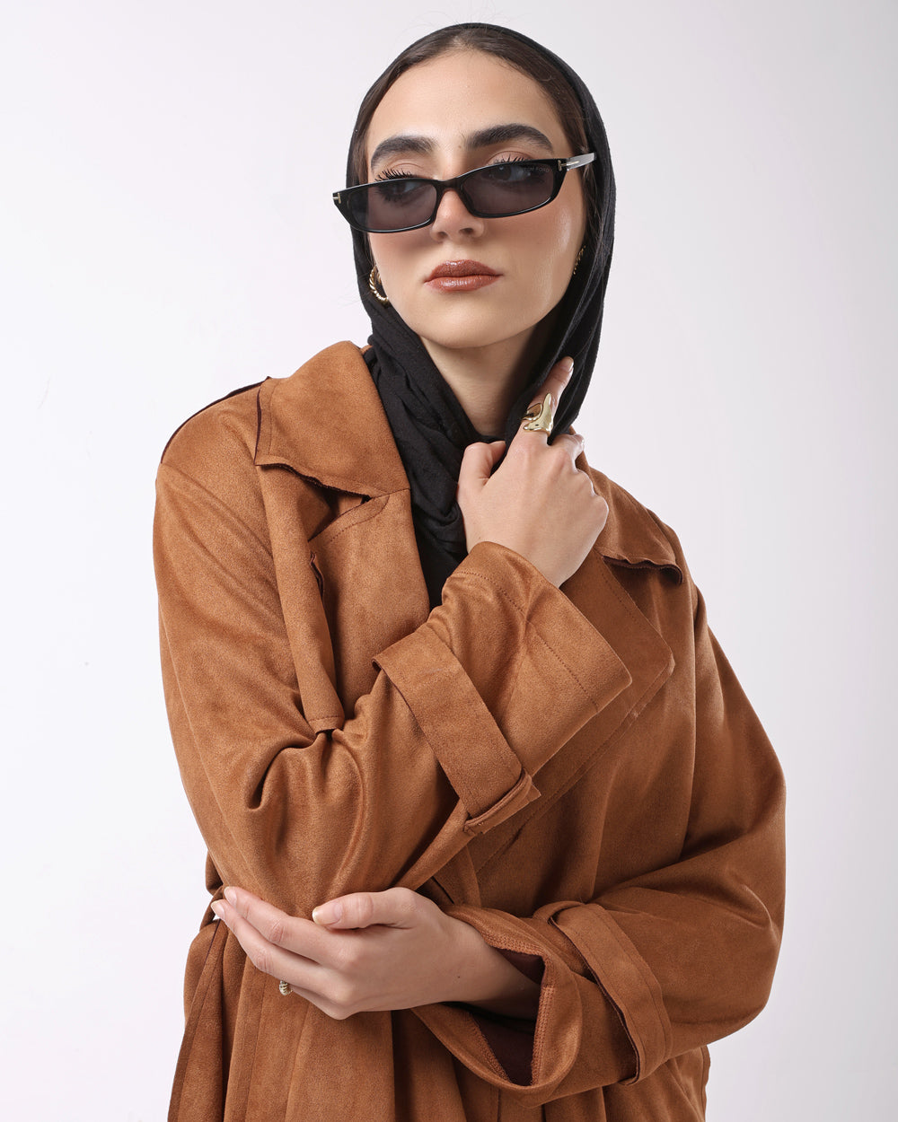 Suede trench coat