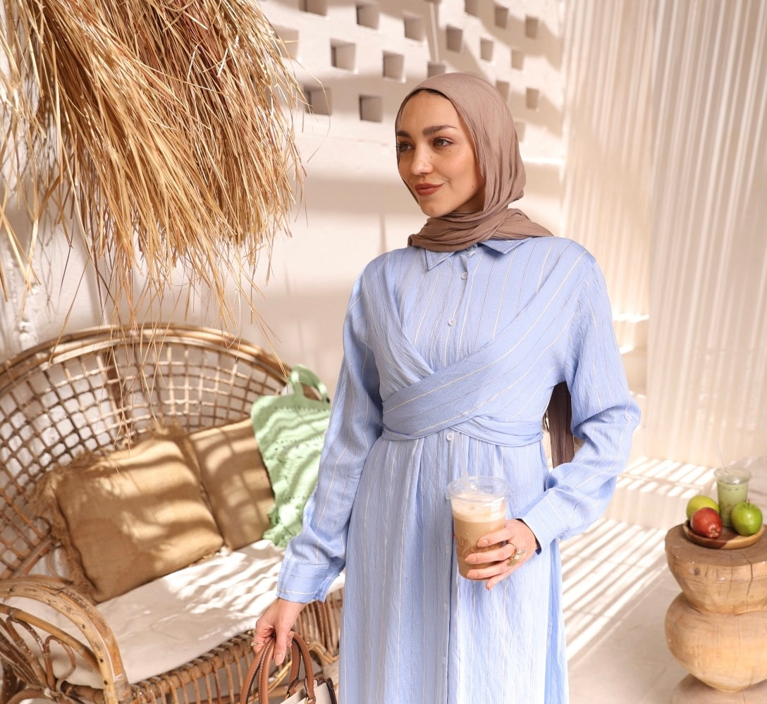 Blue Long Line Dress