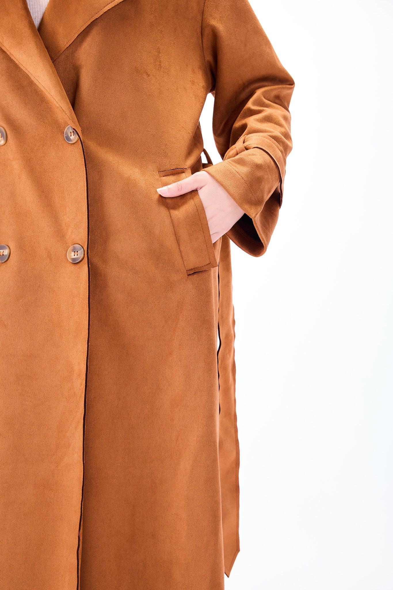 Suede trench coat