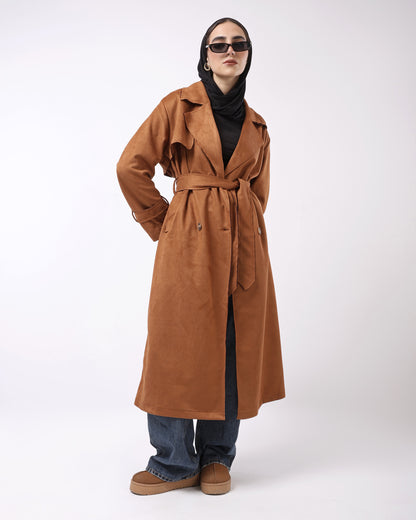 Suede trench coat