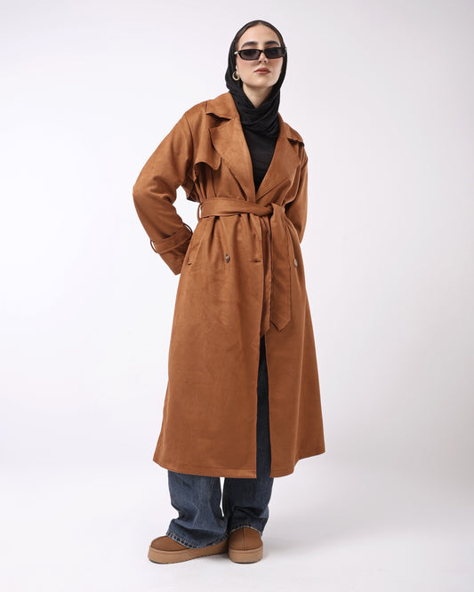 Suede trench coat
