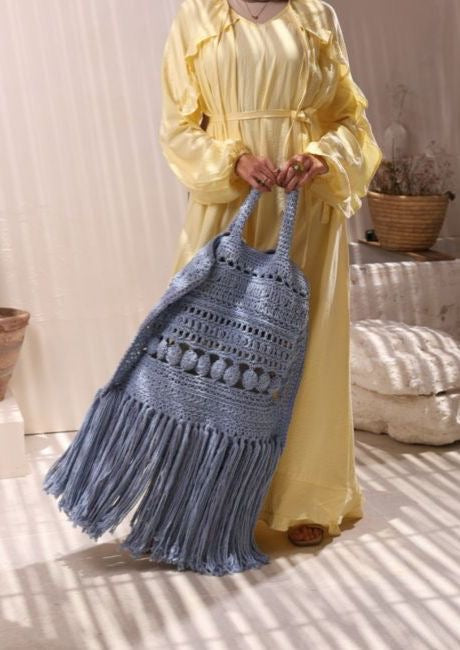 Blue Fringe Bloom Bag