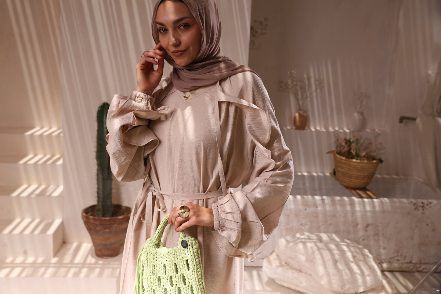 Beige Linen Drees