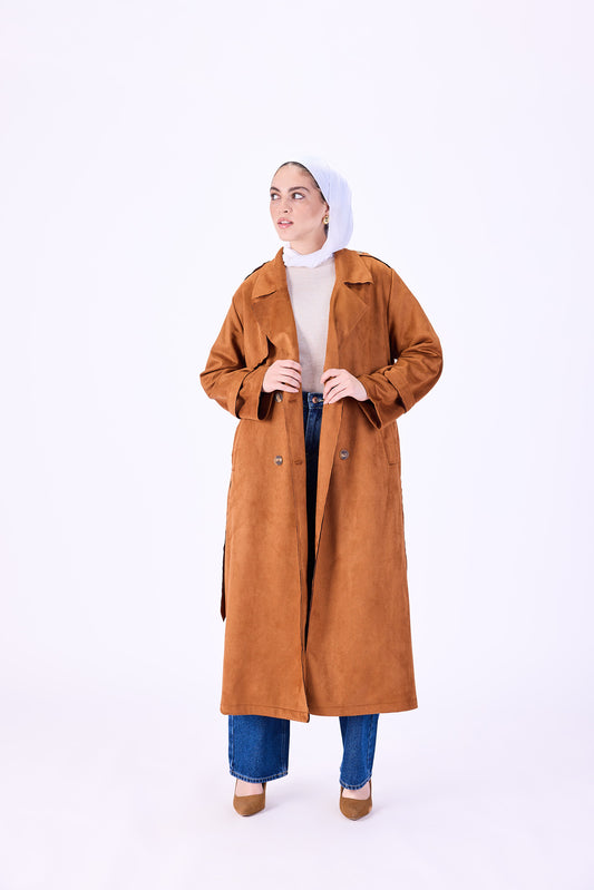 Suede trench coat