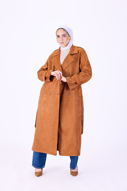 Suede trench coat