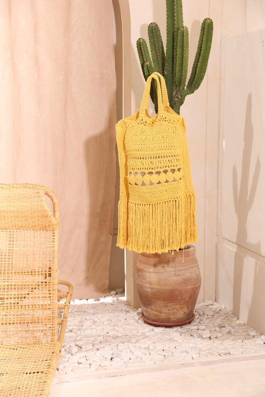 Yellow Fringe Bloom Bag