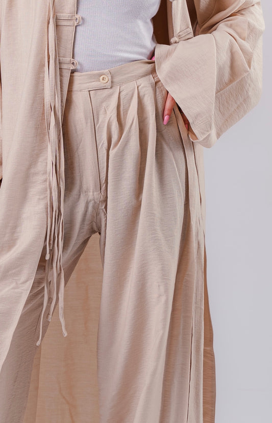 Beige High Low Pants