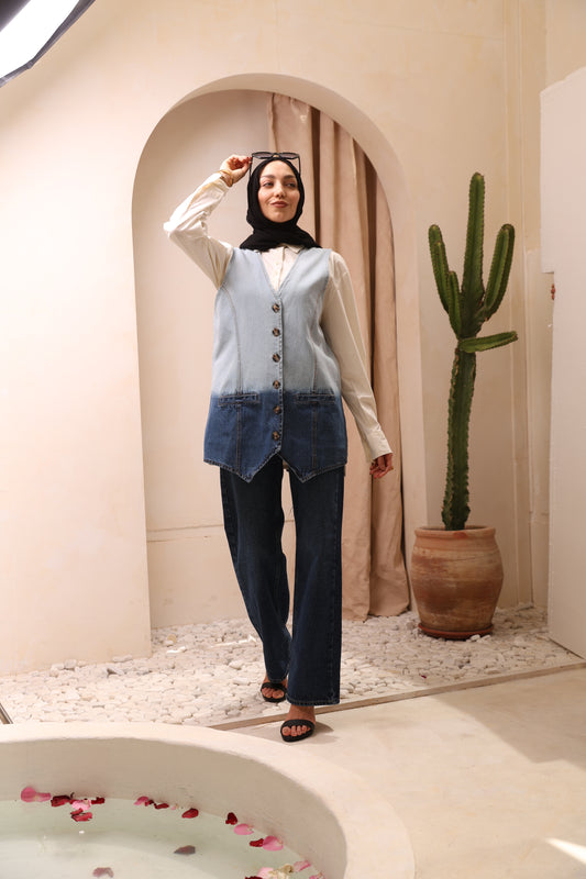 Slit Denim Vest