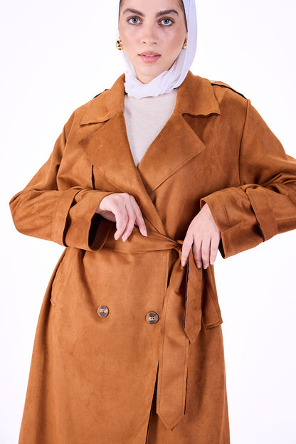 Suede trench coat