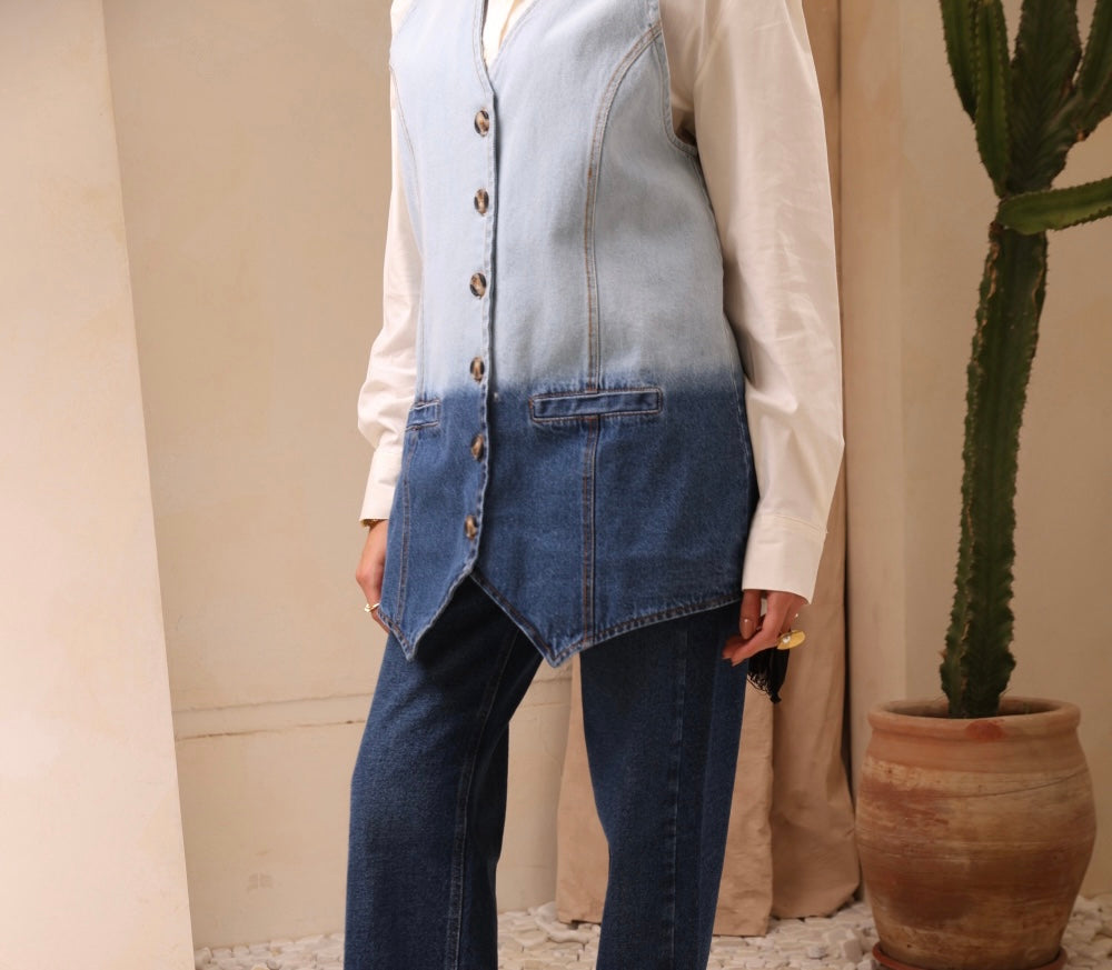 Slit Denim Vest