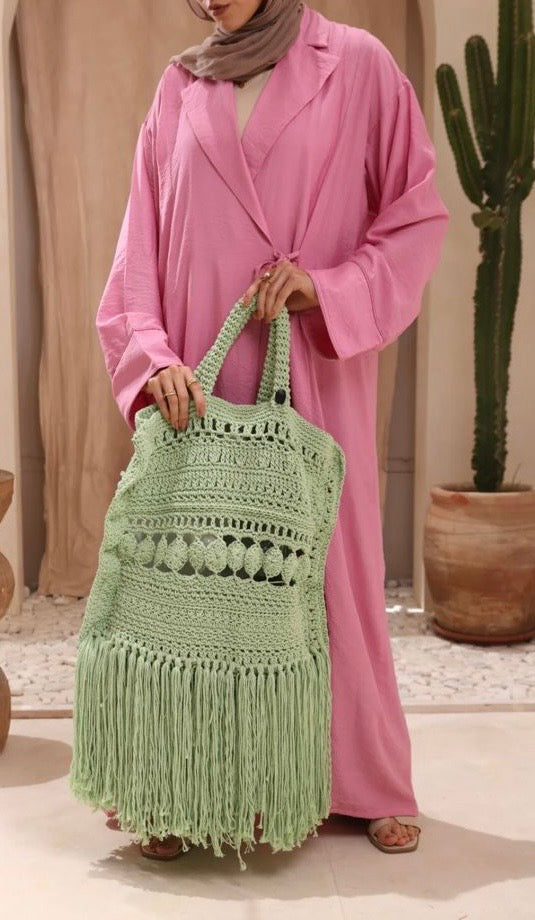 Mint Fringe Bloom Bag