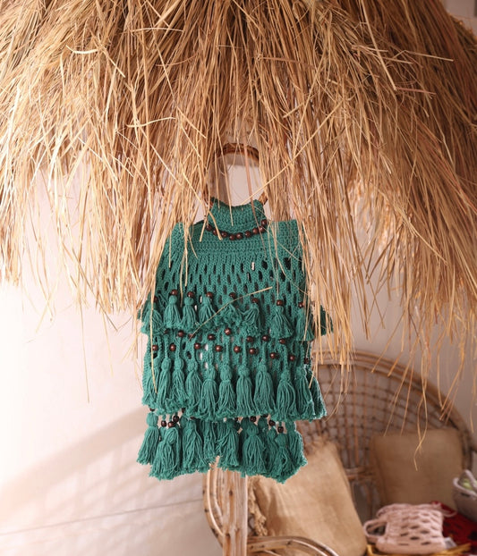 Green Fringe Bloom Bag