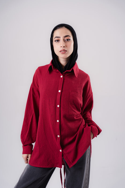 Burgundy Linen top