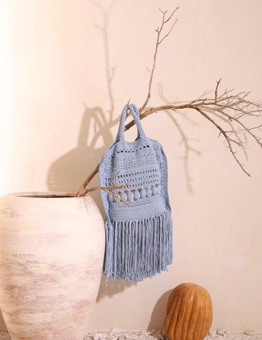 Blue Fringe Bloom Bag